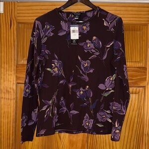 Ralph Lauren Purple Floral Long Sleeve Top New With Tags Size Extra Large